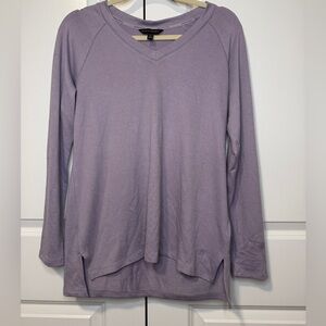 Banana Republic Women Long Sleeve V-Neck Tunic Top Purple High-Low Hem Size M